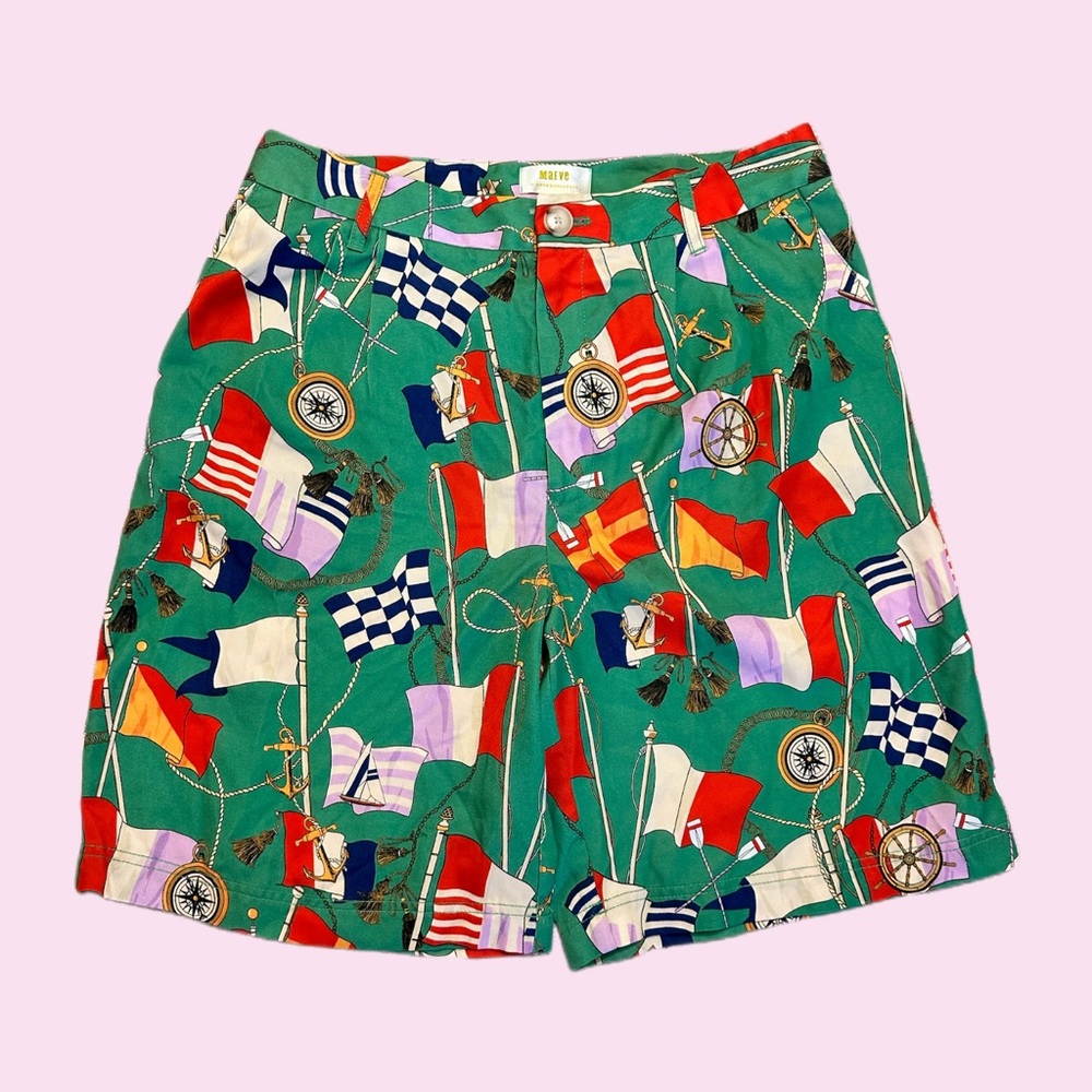 Maeve Anthropologie nautical flag print shorts size 10 NWT
